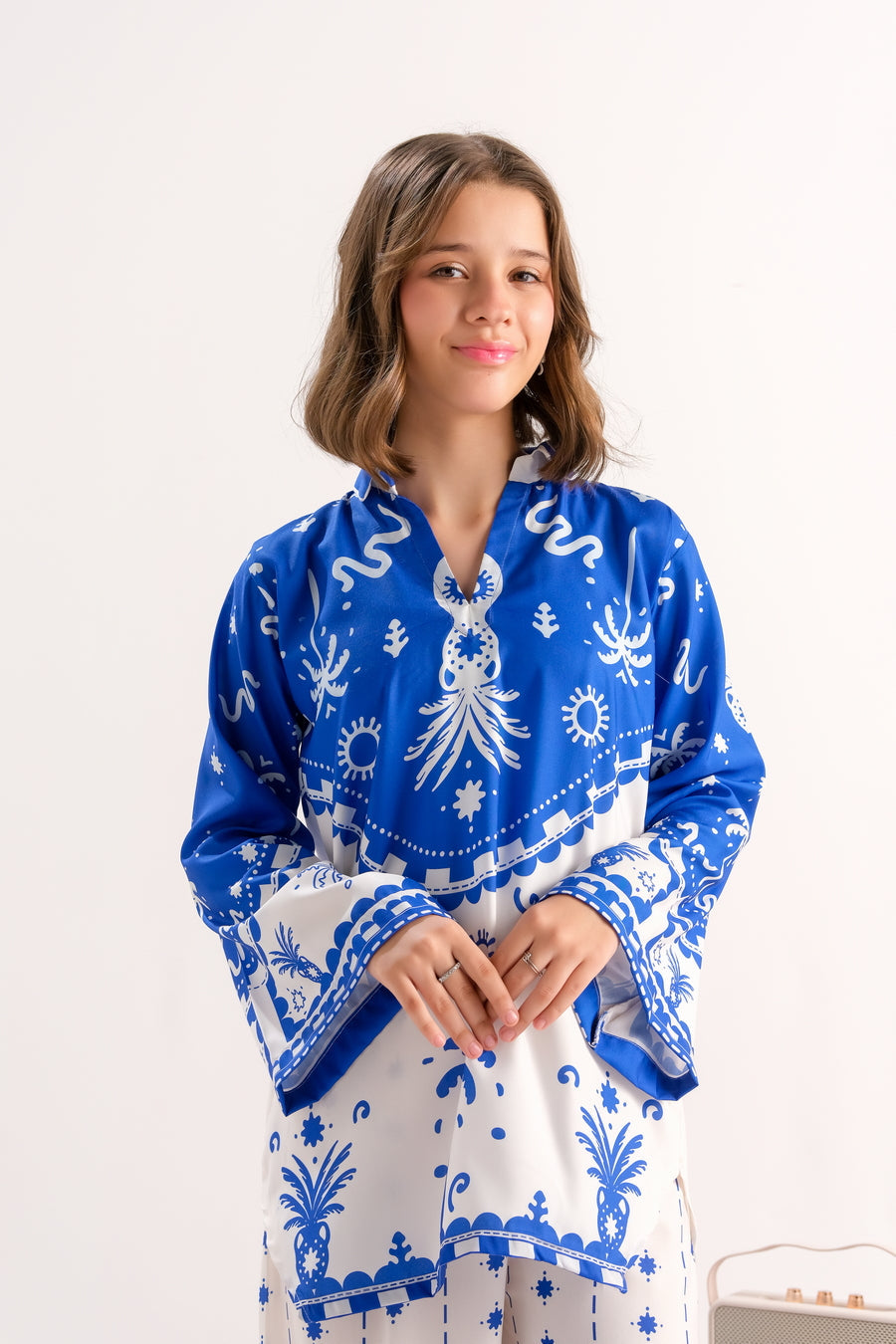 Sprinkles Stitched 2 Piece Summer Co Ord Sets Kids Collection'2025-Azure Palm Charm - 2pcs