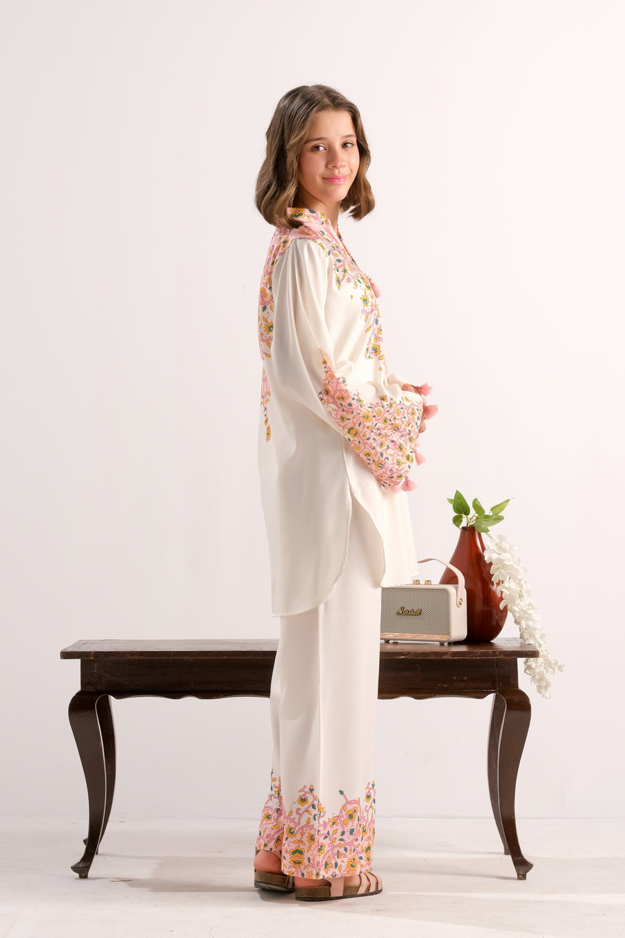 Sprinkles Stitched 2 Piece Summer Co Ord Sets Kids Collection'2025-Cream Blossom Glow - 2pcs