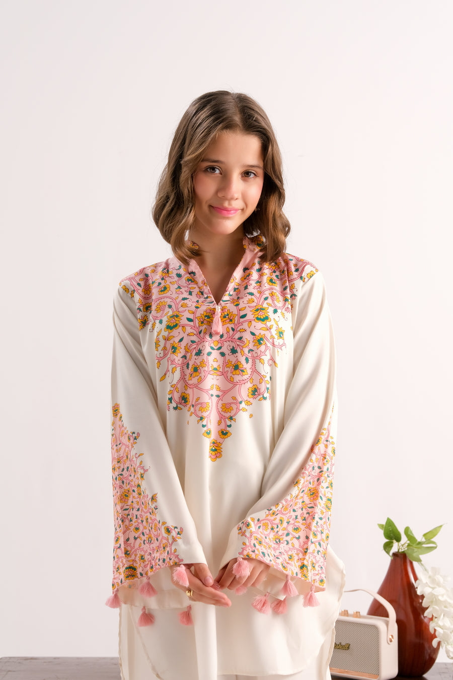 Sprinkles Stitched 2 Piece Summer Co Ord Sets Kids Collection'2025-Cream Blossom Glow - 2pcs
