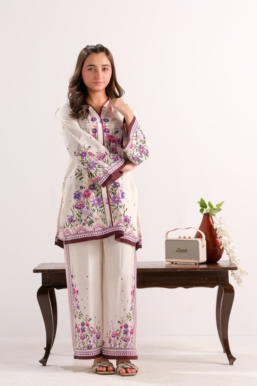 Sprinkles Stitched 2 Piece Summer Co Ord Sets Kids Collection'2025-Floral Frost White - 2pcs