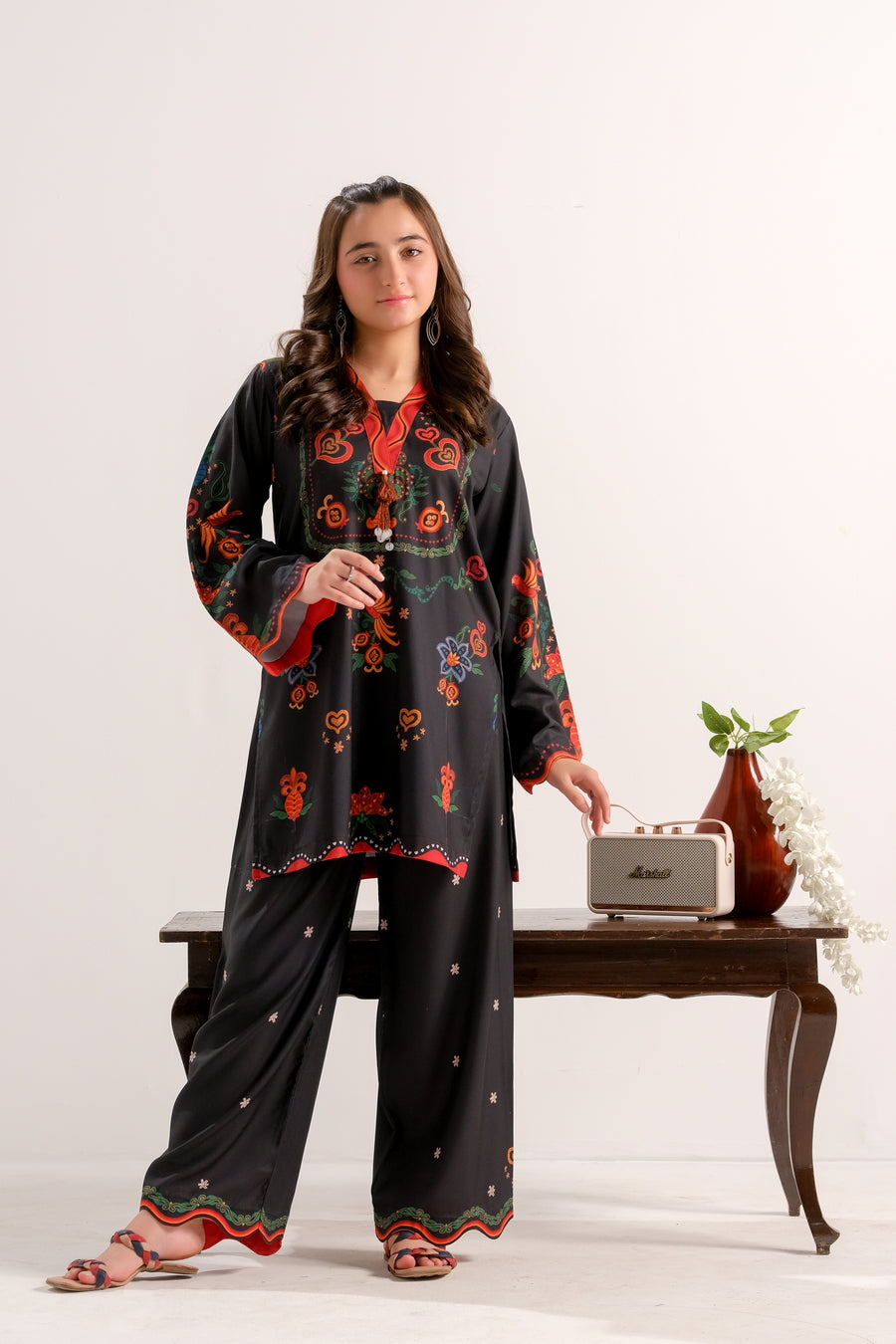 Sprinkles Stitched 2 Piece Summer Co Ord Sets Kids Collection'2025-Crimson Garden Bloom - 2pcs