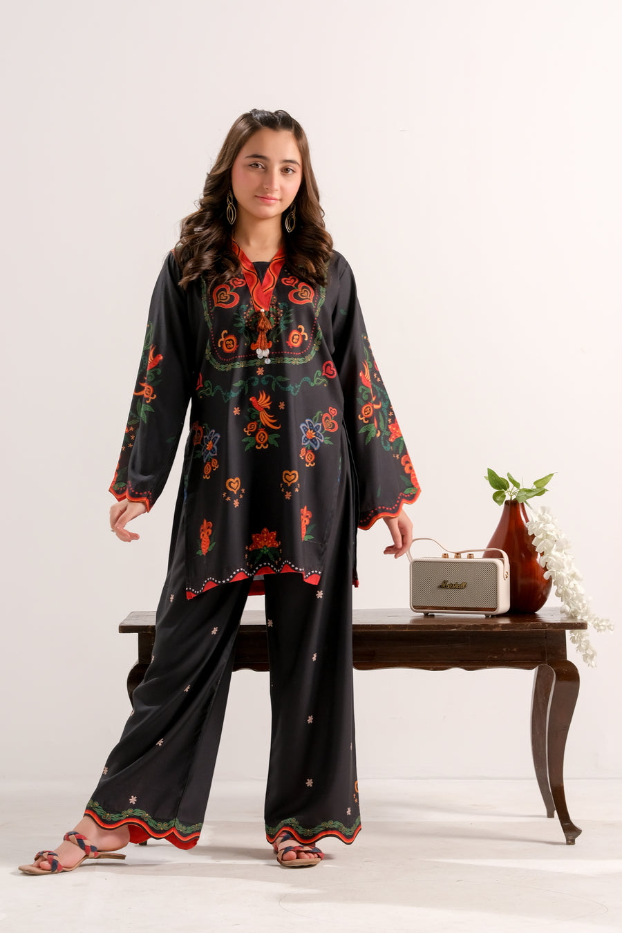 Sprinkles Stitched 2 Piece Summer Co Ord Sets Kids Collection'2025-Crimson Garden Bloom - 2pcs
