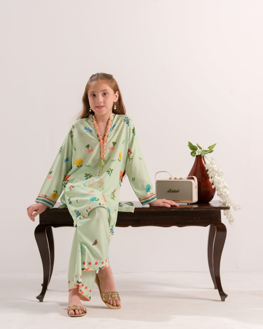 Sprinkles Stitched 2 Piece Summer Co Ord Sets Kids Collection'2025-Mint Meadow Muse - 2pcs