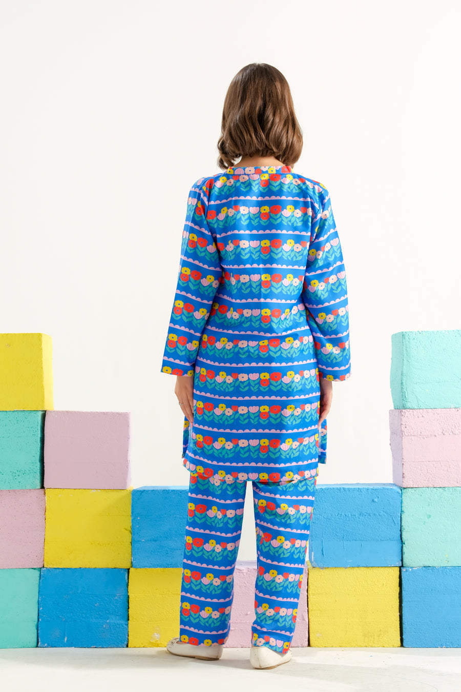 Sprinkles Stitched 2 Piece Summer Co Ord Sets Kids Collection'2025-Azure Carnival Bloom - 2pcs