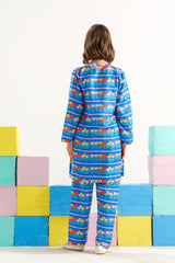Sprinkles Stitched 2 Piece Summer Co Ord Sets Kids Collection'2025-Azure Carnival Bloom - 2pcs
