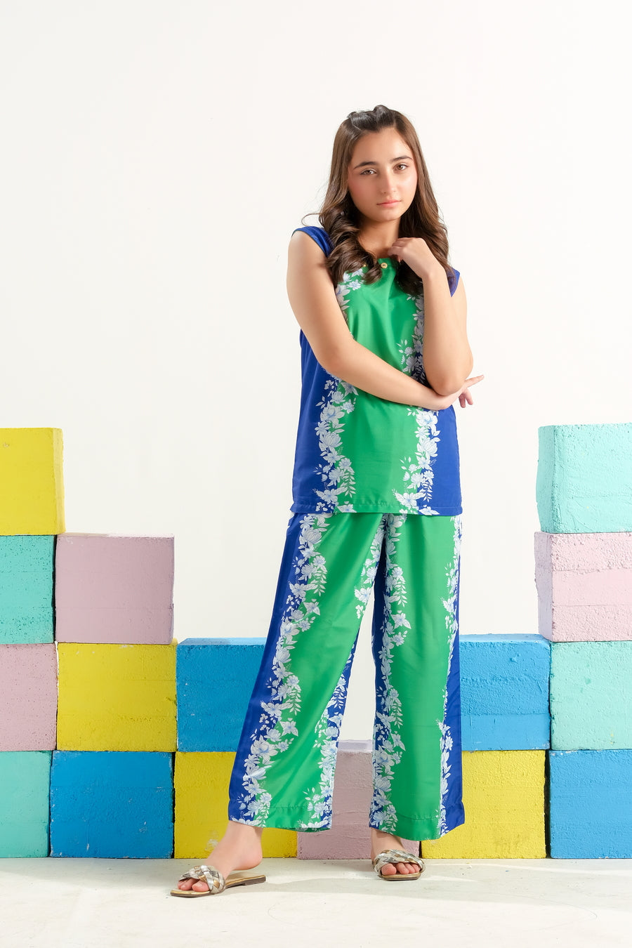 Sprinkles Stitched 2 Piece Summer Co Ord Sets Kids Collection'2025-Mint Mosaic Muse - 2pcs