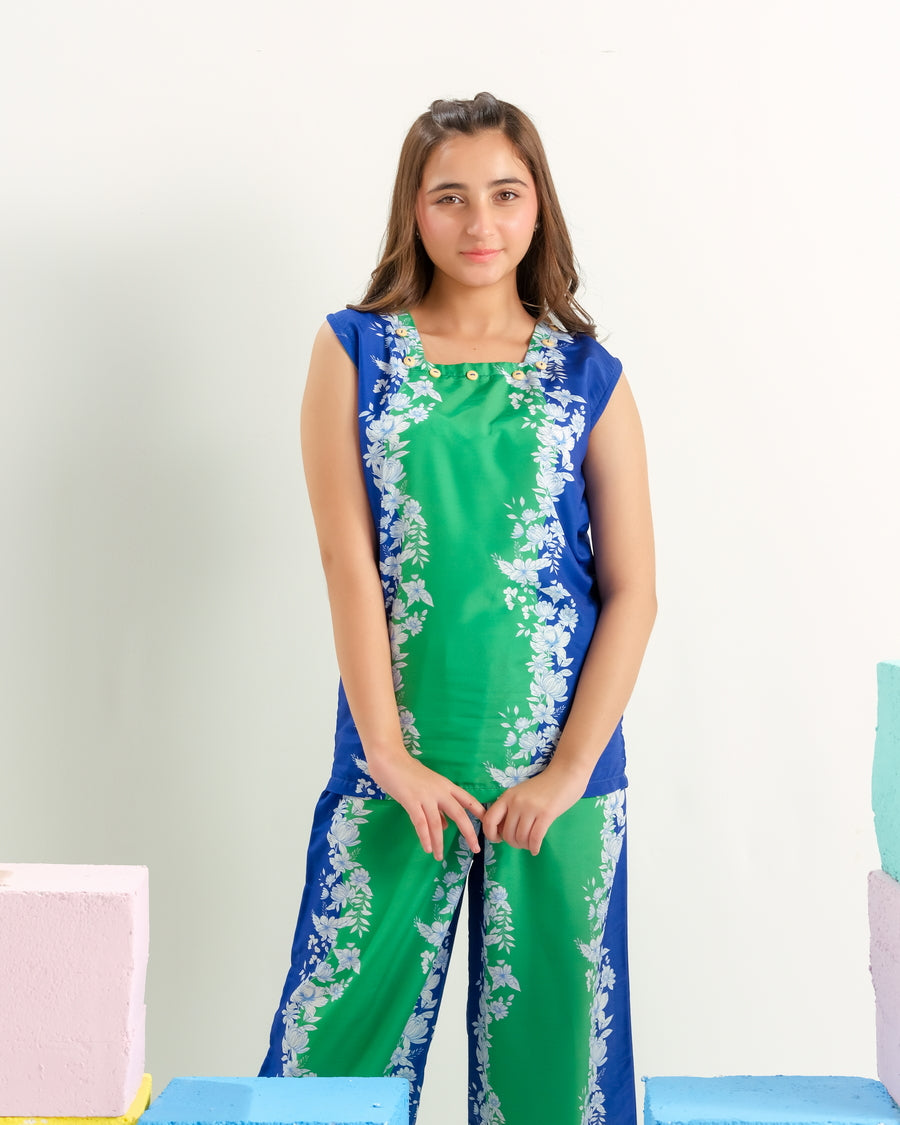 Sprinkles Stitched 2 Piece Summer Co Ord Sets Kids Collection'2025-Mint Mosaic Muse - 2pcs