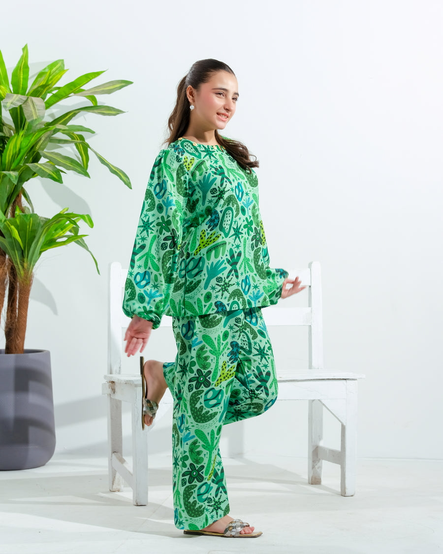 Sprinkles Stitched 2 Piece Summer Co Ord Sets Kids Collection'2025-Leafy Whimsy - 2pcs
