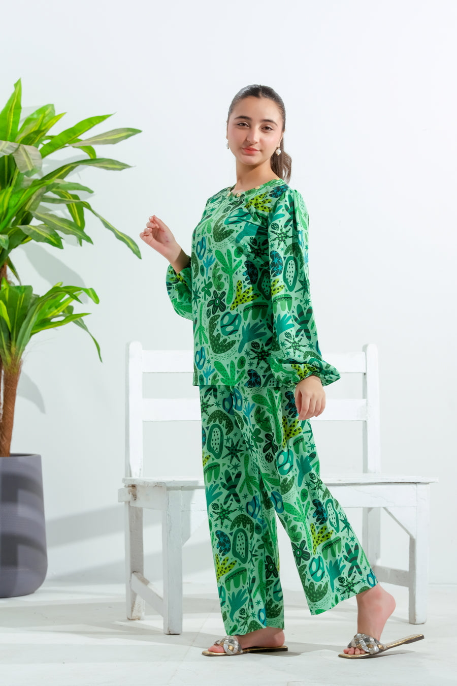 Sprinkles Stitched 2 Piece Summer Co Ord Sets Kids Collection'2025-Leafy Whimsy - 2pcs