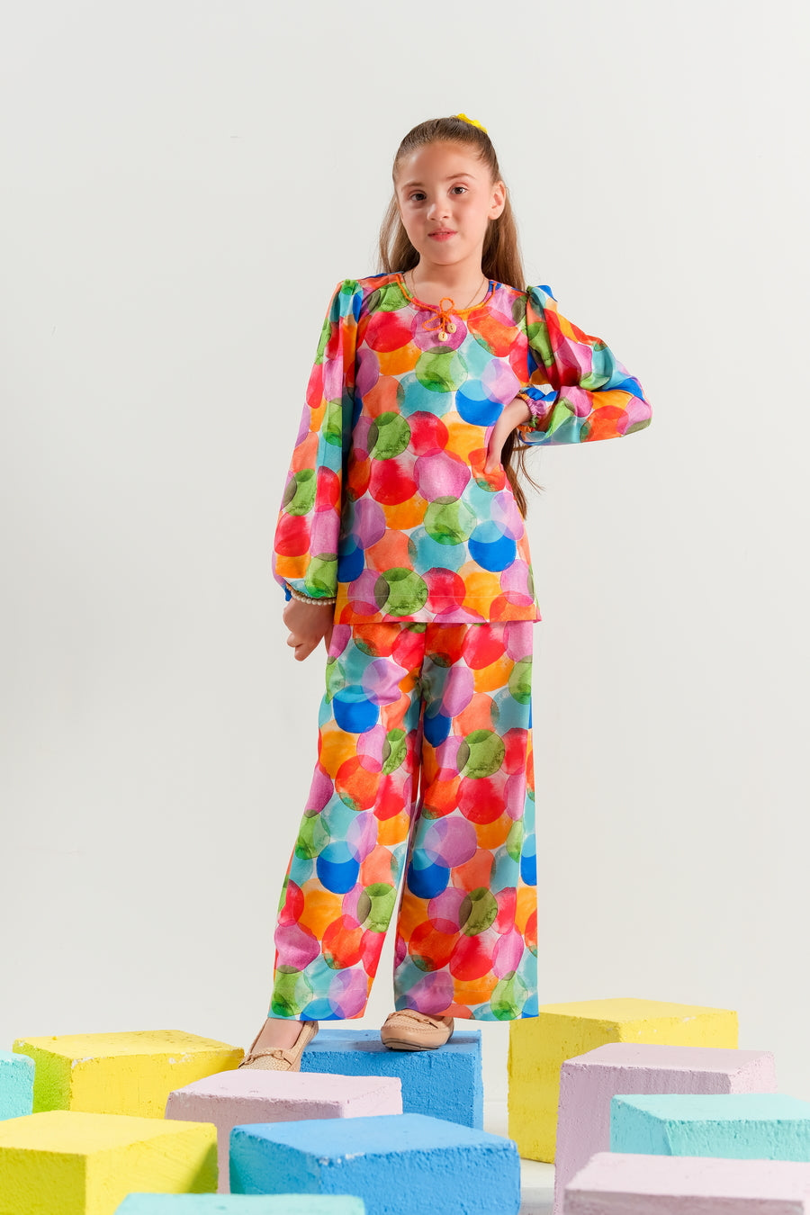 Sprinkles Stitched 2 Piece Summer Co Ord Sets Kids Collection'2025-Rainbow Orbit - 2pcs