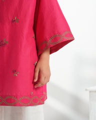 Sprinkles Stitched 1 Piece Summer Shirts Kids Collection'2025-Rosy Radiance - 1pc - Embroidered