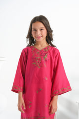 Sprinkles Stitched 1 Piece Summer Shirts Kids Collection'2025-Rosy Radiance - 1pc - Embroidered