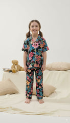 Sprinkles Stitched 2 Piece Winter Night Suit Kids Collection'2025-Midnight Hibiscus Dream - Night Suit - 2pcs