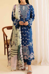 Qlinekari By Qalamkar Unstitched 3 Piece Emb Lawn Suit-SQ-08-Zel