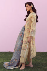 Mirha By Sahar Unstitched 3 Piece Emb Lawn Suit-SS1-26-37-Rose Creme