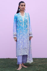 Mirha By Sahar Unstitched 3 Piece Emb Lawn Suit-SS1-26-42-Indigo Amethyst