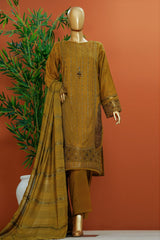 Muse By HZ Stitched 3 Piece Emb Cotton Slub Vol-01 Suit-SSE-101-Olive