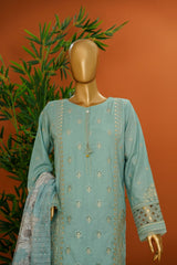 Muse By HZ Stitched 3 Piece Emb Cotton Slub Vol-01 Suit-SSE-103-Aqua
