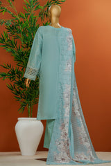 Muse By HZ Stitched 3 Piece Emb Cotton Slub Vol-01 Suit-SSE-103-Aqua