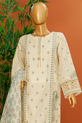 Muse By HZ Stitched 3 Piece Emb Cotton Slub Vol-01 Collection'2025-SSE-104-Cream