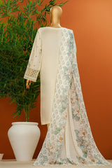 Muse By HZ Stitched 3 Piece Emb Cotton Slub Vol-01 Collection'2025-SSE-104-Cream