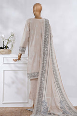 Sunehri By HZ Stitched 3 Piece Emb Dyed Cotton Winter Suit-SSE-812-Beige