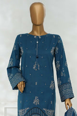 Sunehri By HZ Stitched 3 Piece Emb Dyed Cotton Winter Suit-SSE-817-Blue