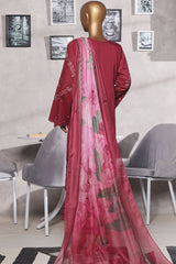 Muse By HZ Stitched 3 Piece Emb Cotton Self Jacquard Vol-02 Suit-SSJ-2501-Maroon