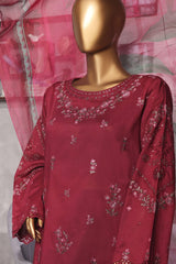 Muse By HZ Stitched 3 Piece Emb Cotton Self Jacquard Vol-02 Suit-SSJ-2501-Maroon