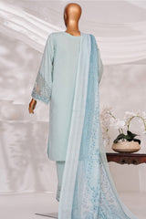 Muse By HZ Stitched 3 Piece Emb Self Cotton Jacquard Vol-05 Suit-SSJ-2504-Aqua Blue