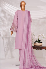 Muse By HZ Stitched 3 Piece Emb Self Cotton Jacquard Vol-05 Suit-SSJ-2504-Tea Pink