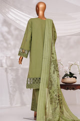 Muse By HZ Stitched 3 Piece Emb Self Cotton Jacquard Vol-05 Suit-SSJ-2505-Leaf Green