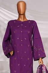 Muse By HZ Stitched 3 Piece Emb Self Cotton Jacquard Vol-05 Suit-SSJ-2506-Purple