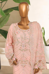 Bin Saeed Stitched 3 Piece Luxury Emb Chiffon & Organza Suit-STSC-2192-Pink