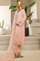 Bin Saeed Stitched 3 Piece Luxury Emb Chiffon & Organza Suit-STSC-2192-Pink