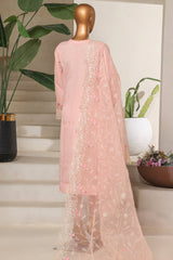 Bin Saeed Stitched 3 Piece Luxury Emb Chiffon & Organza Suit-STSC-2194-Pink