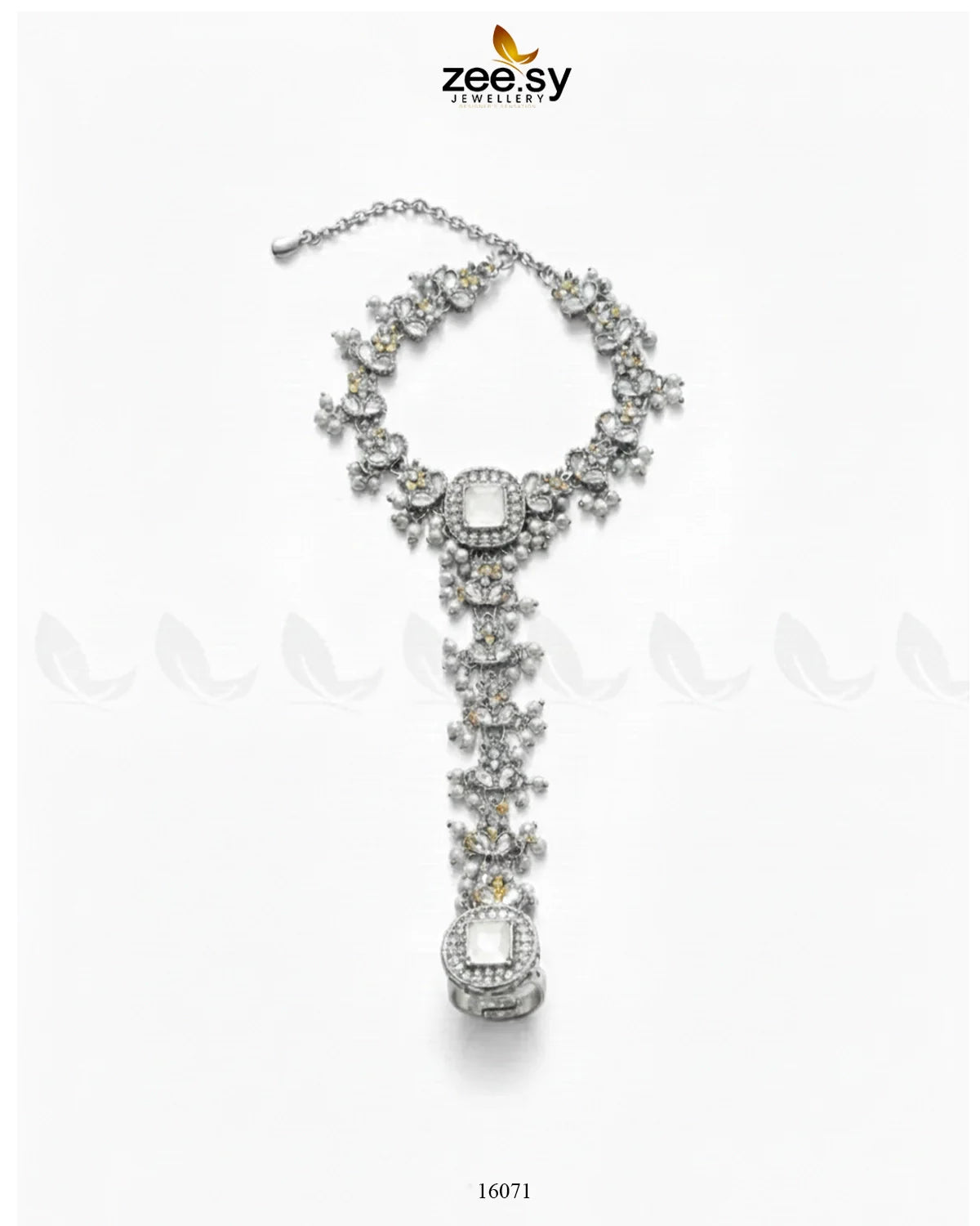 Majestic Azalea Hand Anja Accessories Silver White - Zeesy Jewellery