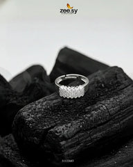 Artisan Geometric Band Ring Silver - Zeesy Jewellery