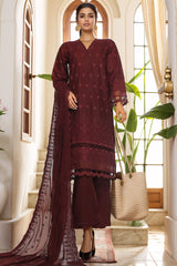 Sada Bahar Stitched 3 Piece Chikankari Lawn Suit-CK-01-Maroon
