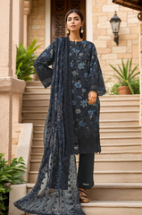 Sada Bahar Stitched 3 Piece Cutwork Chikankari Suit-CKP-02-Black