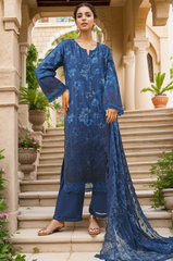 Sada Bahar Stitched 3 Piece Cutwork Chikankari Suit-CKP-02-Navy Blue