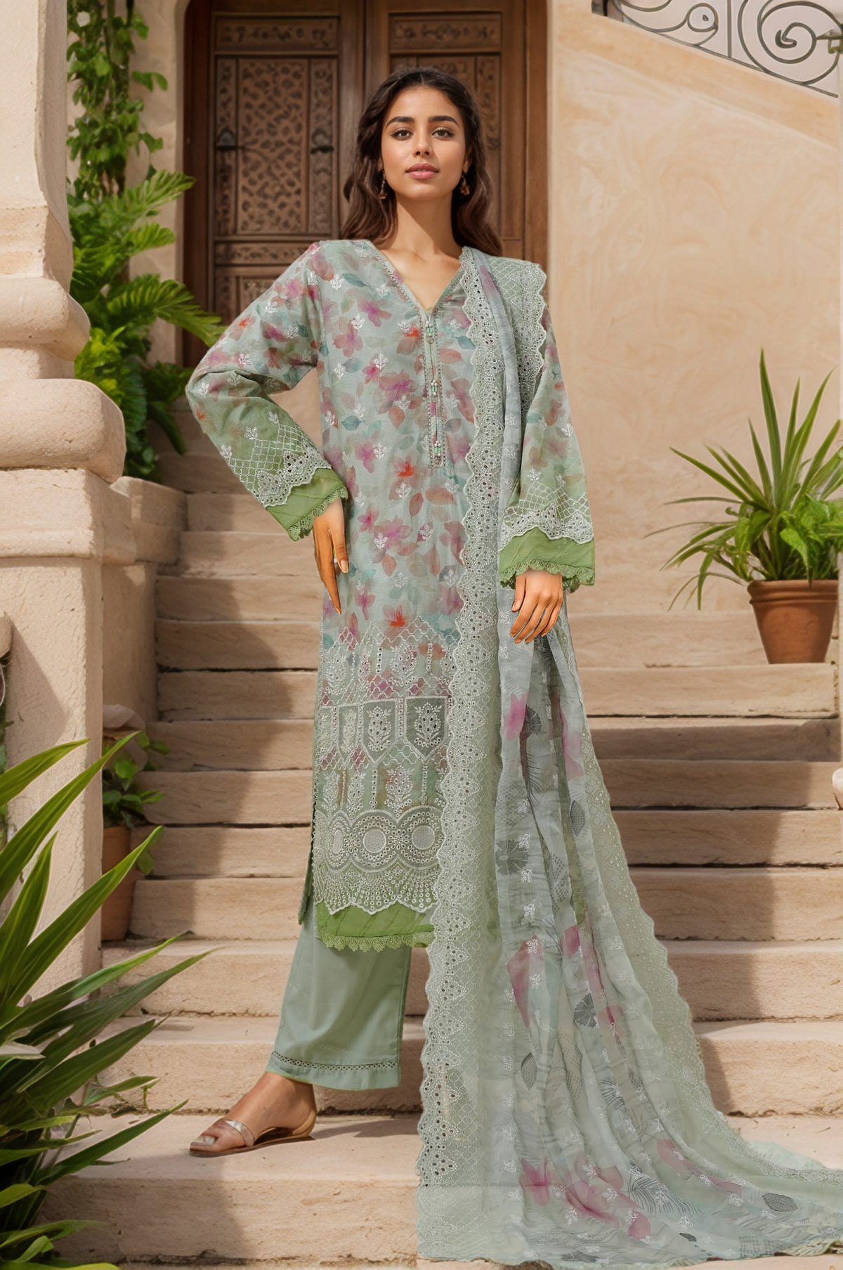 Sada Bahar Stitched 3 Piece Cutwork Chikankari Vol-02 Collection'2025-CKP-Pista