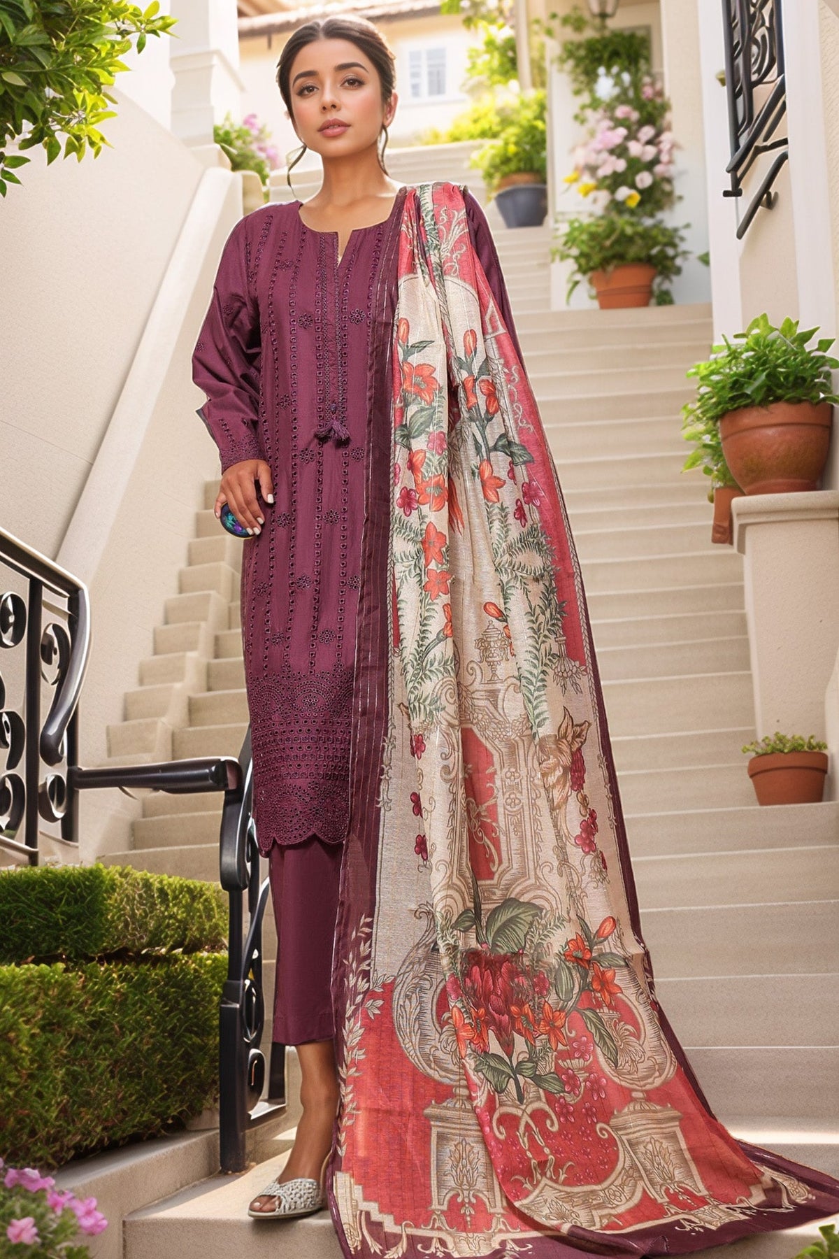 Sada Bahar Stitched 3 Piece Chikankari Collection'2023-CK1-Magenta