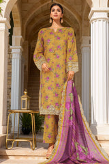 Sada Bahar Stitched 3 Piece Emb Khaddar Vol-03 Suit-CW-ED-8153-Golden