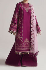 SS Lawn By Hussain Rehar Unstitched 3 Piece Emb Lawn Eid Edit Suit-09-Sangria