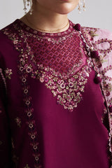 SS Lawn By Hussain Rehar Unstitched 3 Piece Emb Lawn Eid Edit Suit-09-Sangria
