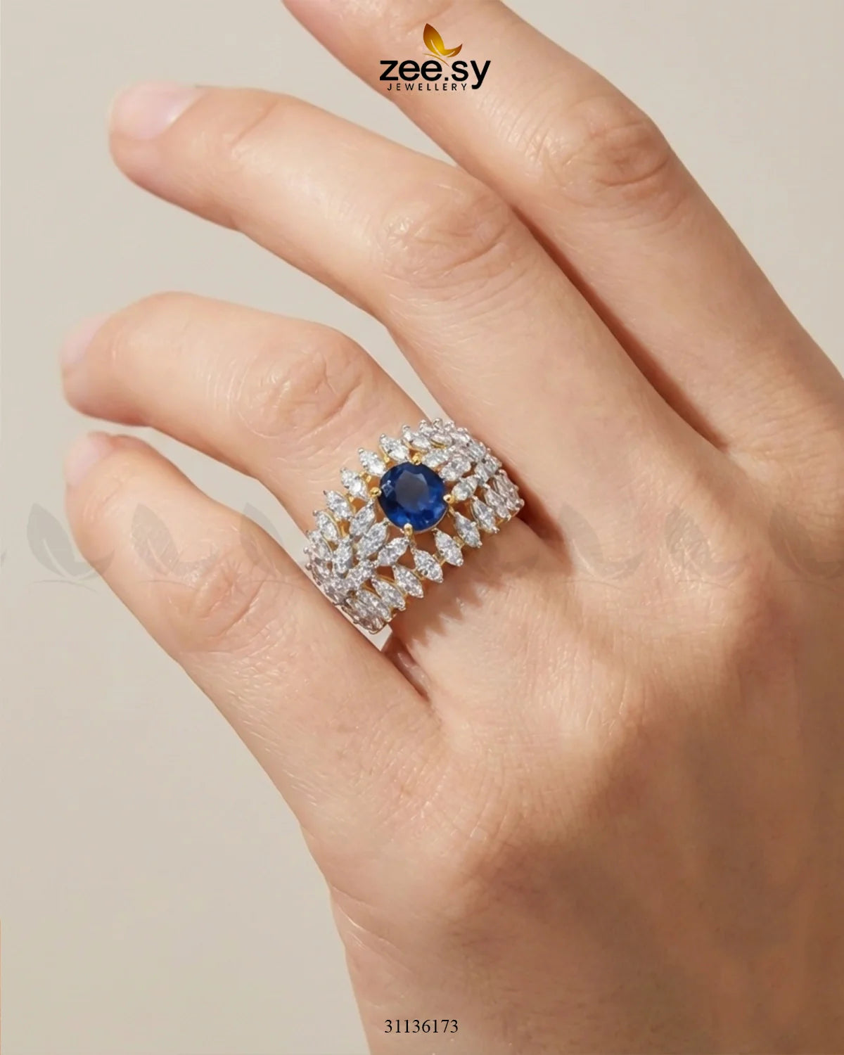 Sapphire Crown Gems Cluster Ring