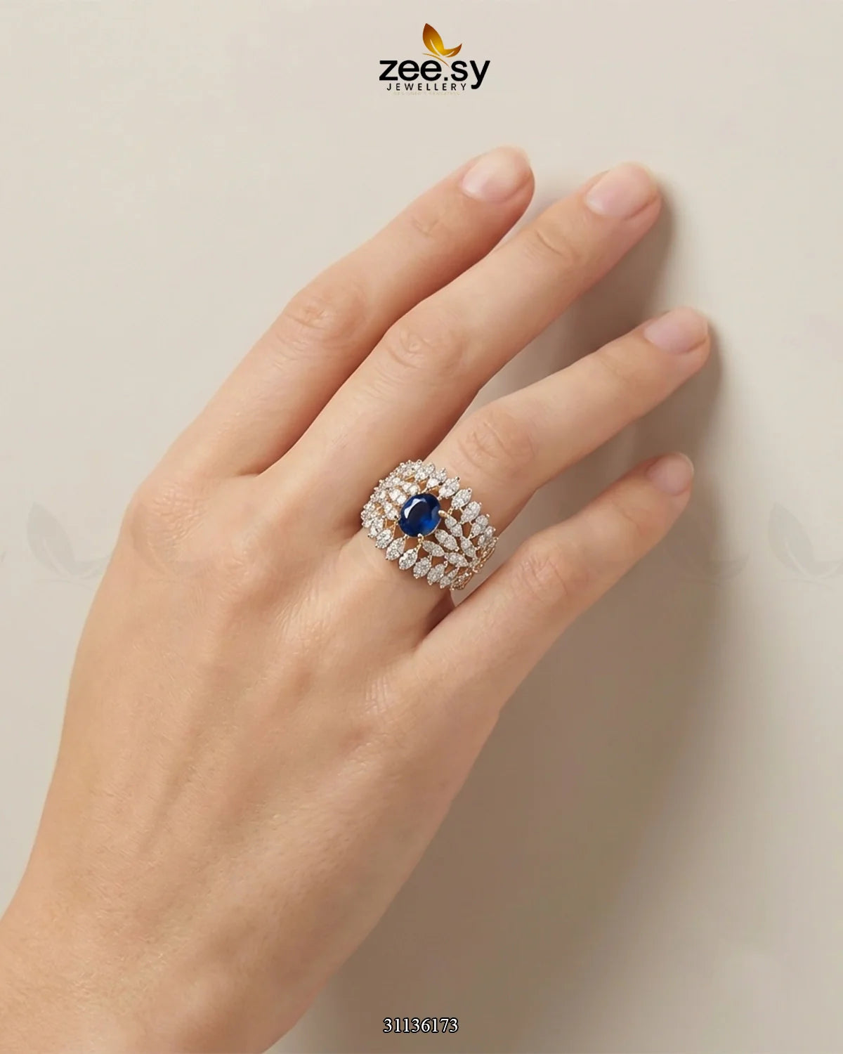 Sapphire Crown Gems Cluster Ring