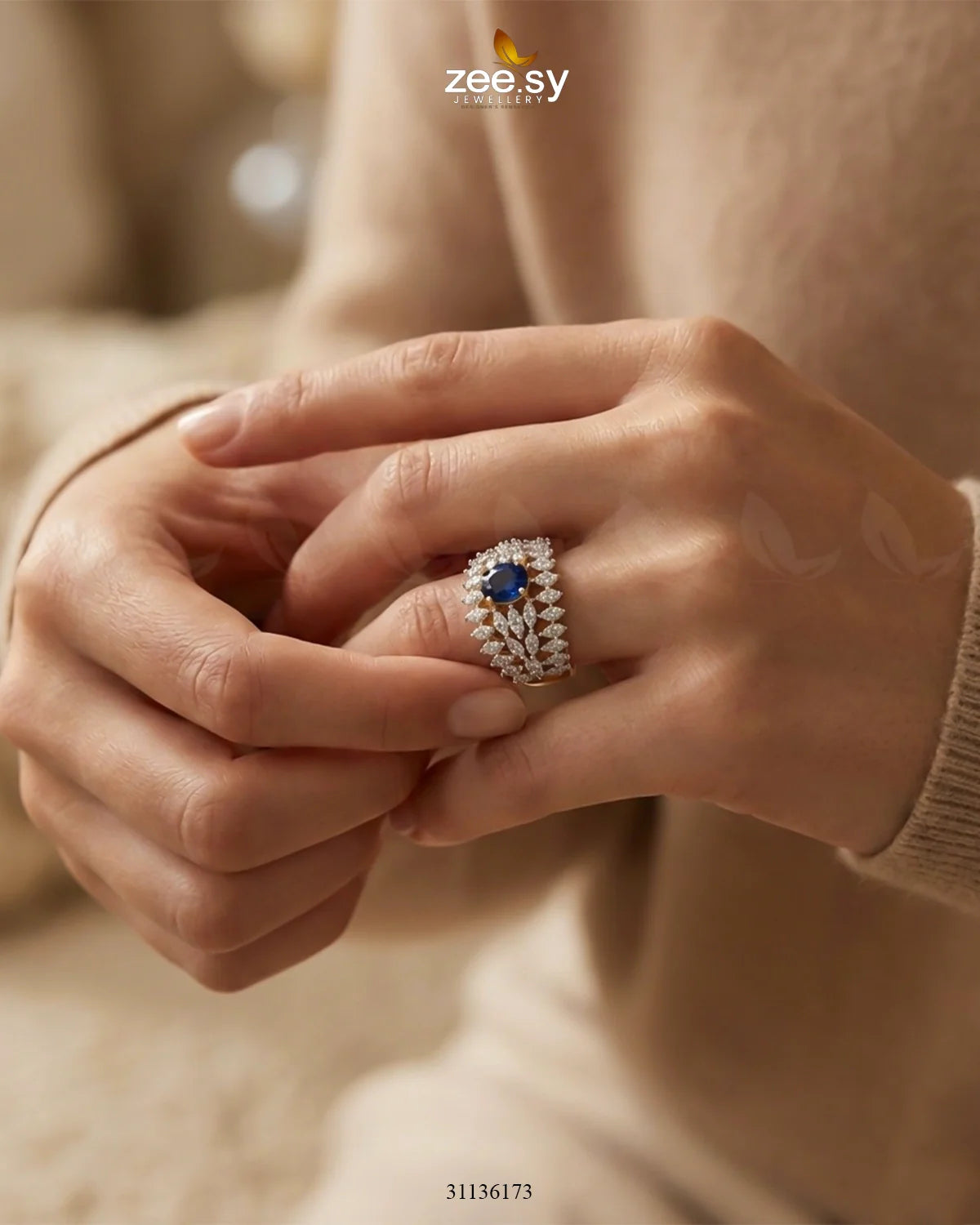 Sapphire Crown Gems Cluster Ring