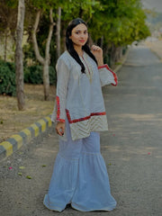 Urban Cut-Elegant White Sharara Pants for Women-T0279
